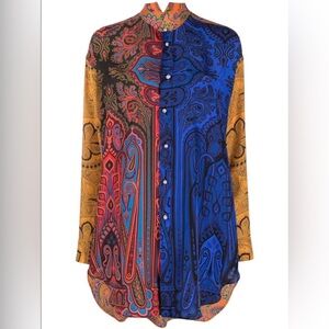 ETRO Oversized Paisley Print Silk Top L